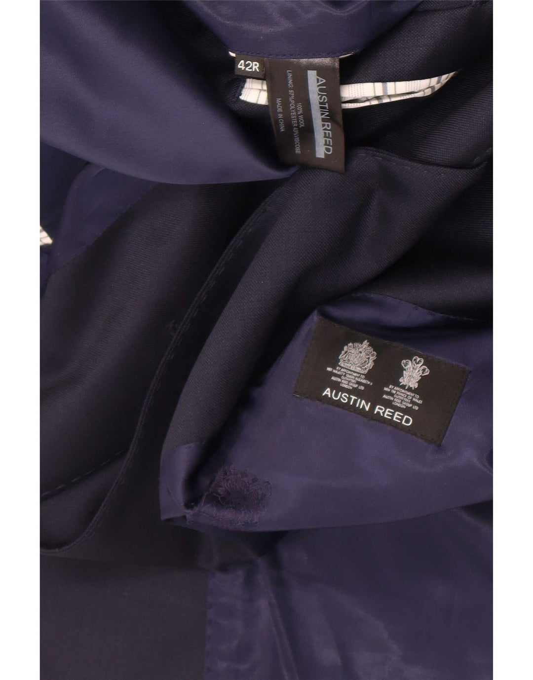 Giacca blazer da uomo a 2 bottoni Austin Reed UK 42 XL lana blu navy