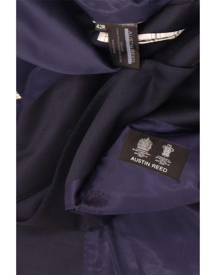 Giacca blazer da uomo a 2 bottoni Austin Reed UK 42 XL lana blu navy