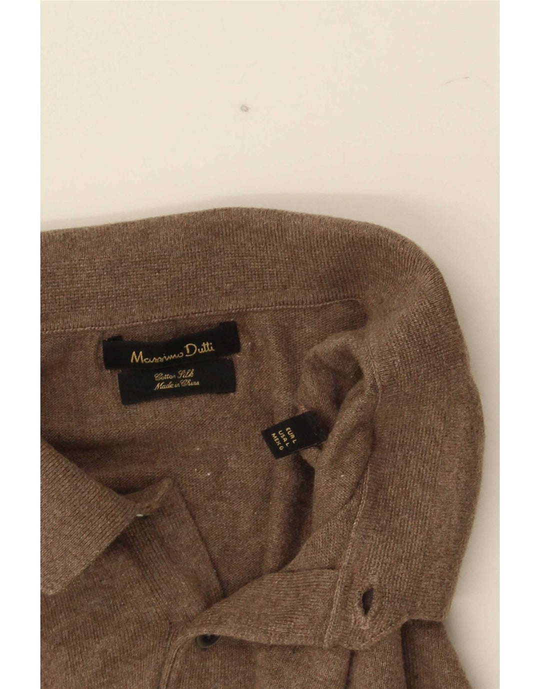 Massimo Dutti Maglione da uomo con collo a polo grande in cotone marrone