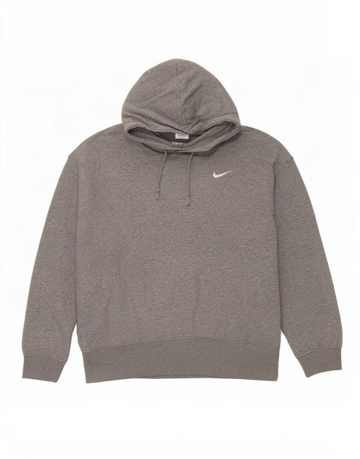 Felpa con cappuccio da uomo Nike in cotone mélange grigio medio