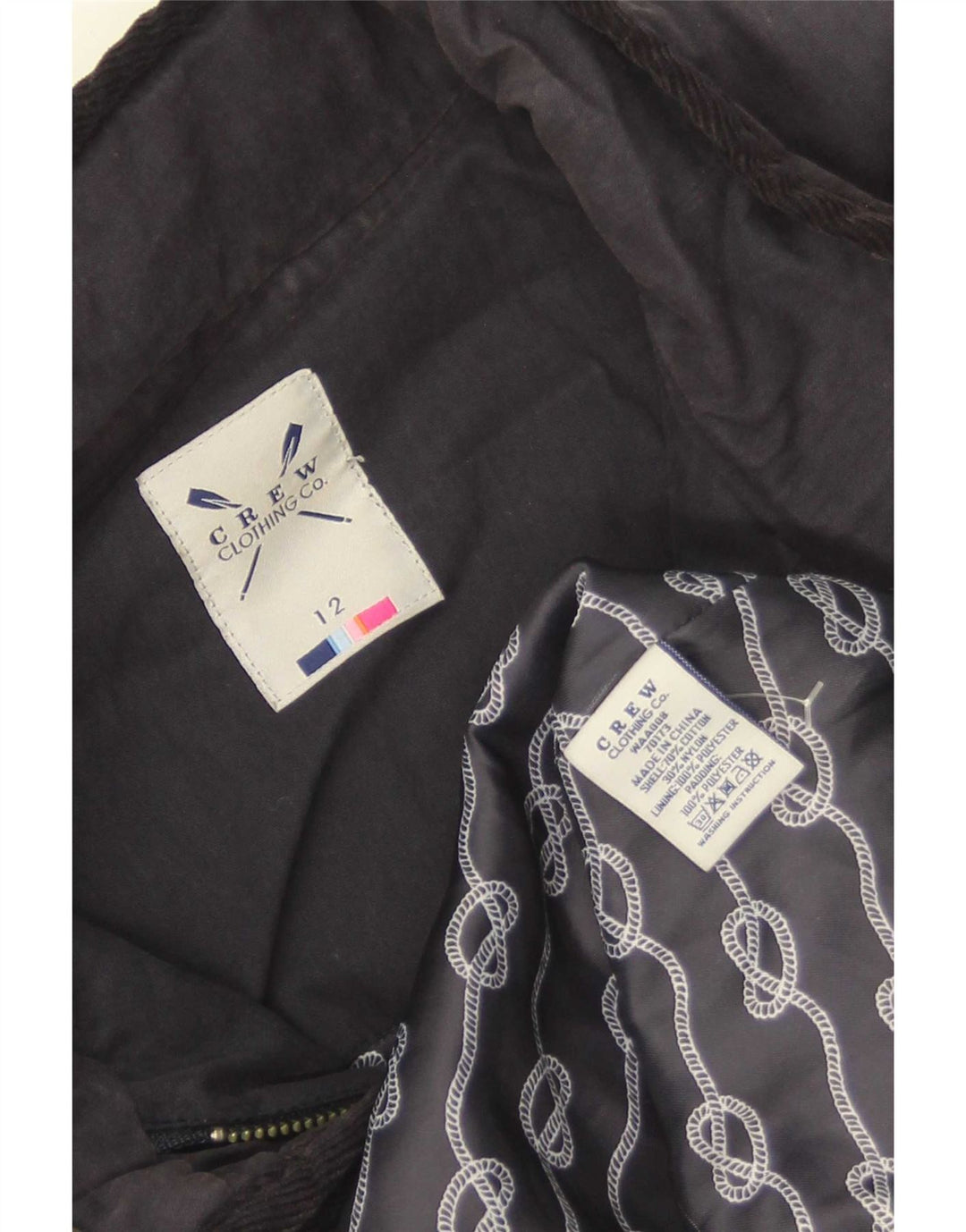 Crew Clothing Giacca trapuntata da donna UK 12 Cotone medio blu navy