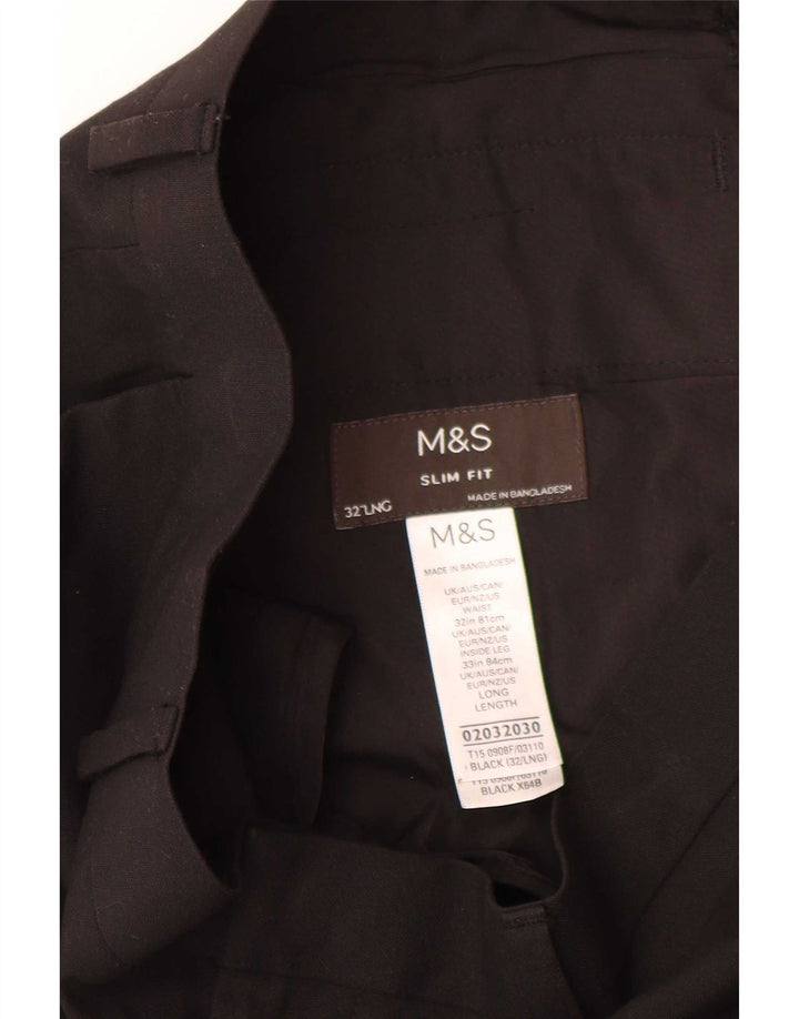 Pantaloni da abito slim fit da uomo Marks & Spencer W32 L33 poliestere nero