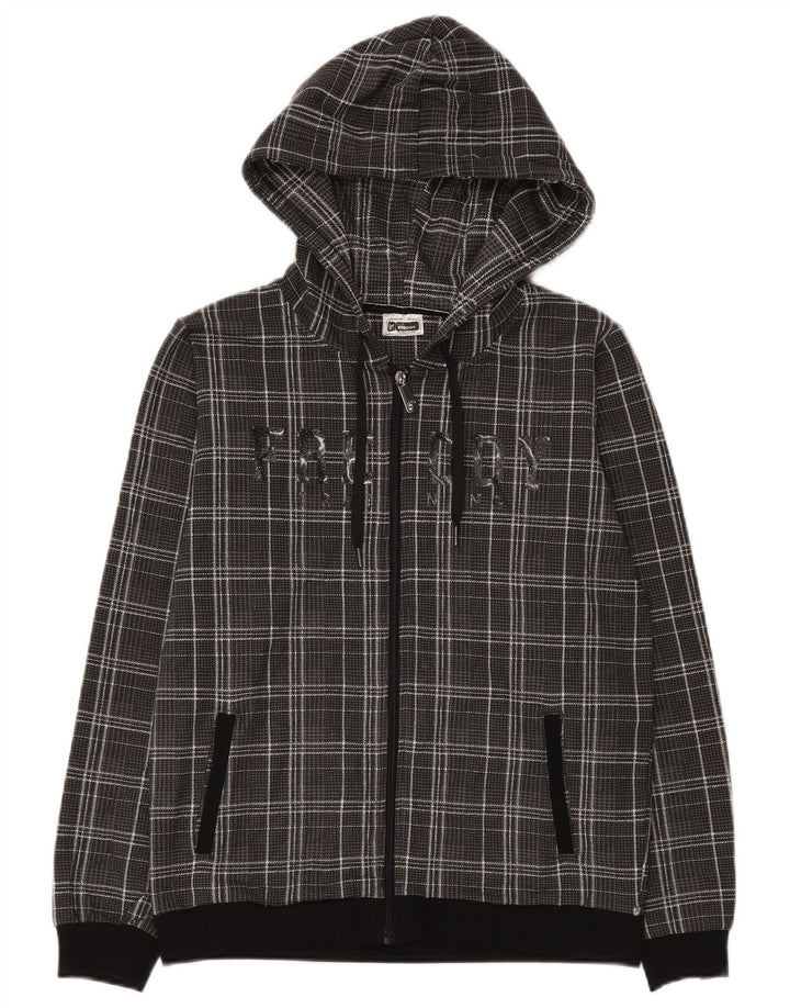 Felpa con cappuccio e zip grafica da donna Freddy UK 10 piccolo cotone grigio a quadri