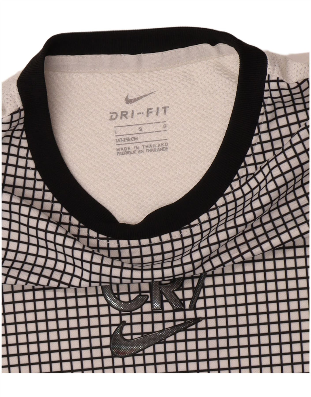 T-shirt grafica Nike CR7 da ragazzo, 12-13 anni, a quadri bianchi grandi