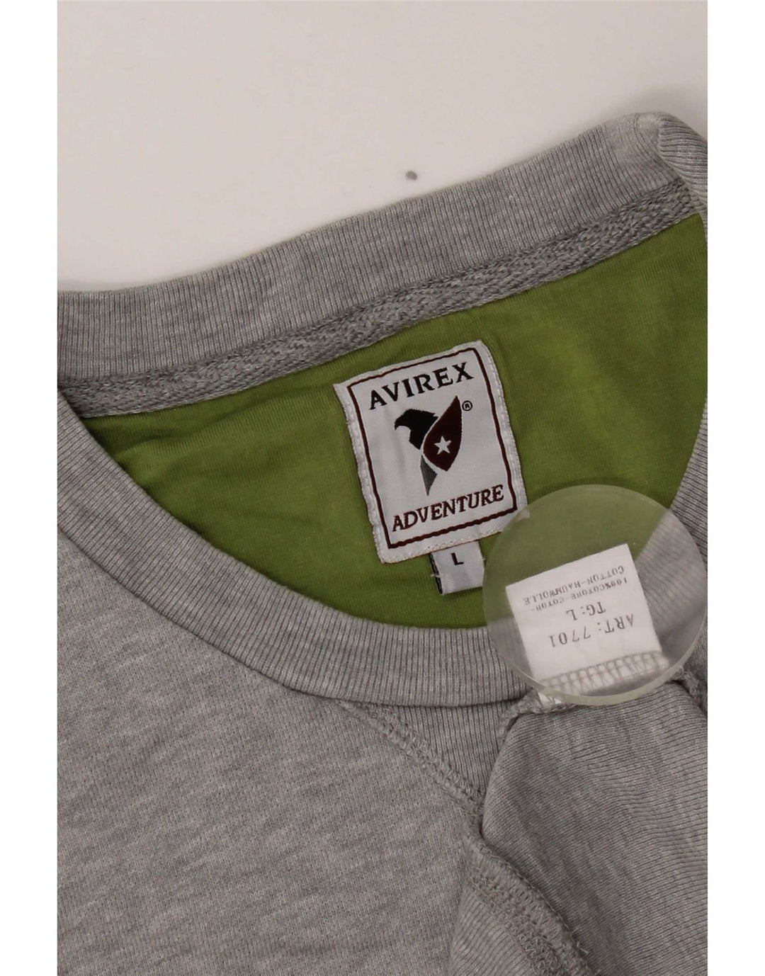 Felpa da uomo con vestibilità regolare grafica Avirex, grande, in cotone grigio