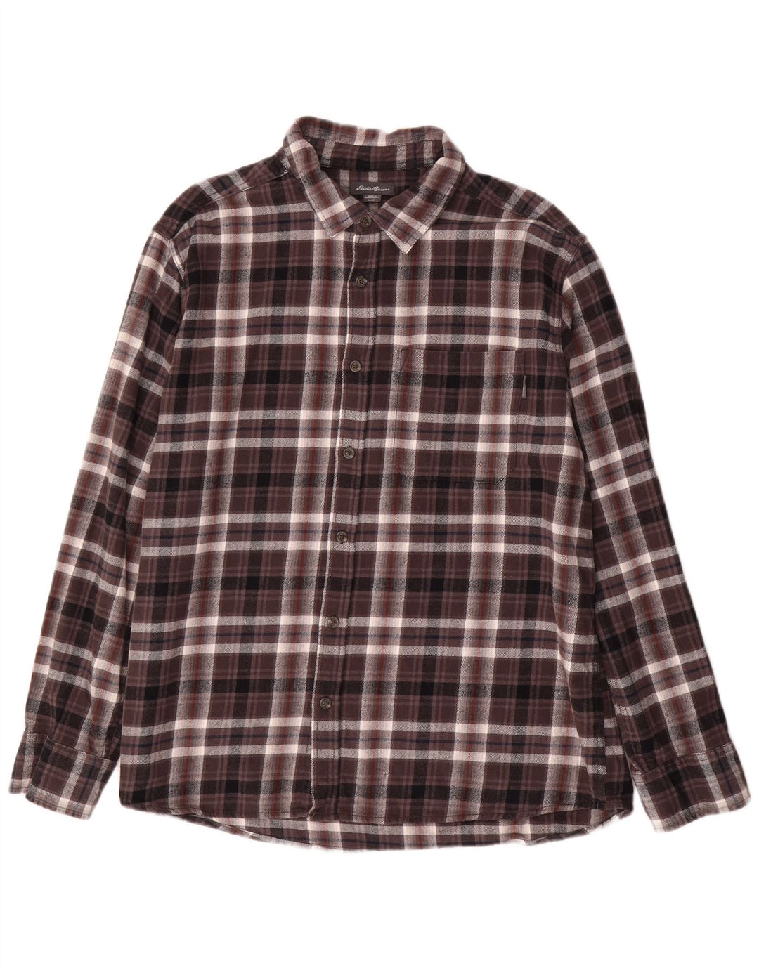 EDDIE BAUER Camicia da uomo in flanella a quadri XL in cotone a quadri marrone
