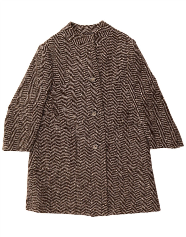 Soprabito vintage da donna UK 14 grigio medio a spina di pesce