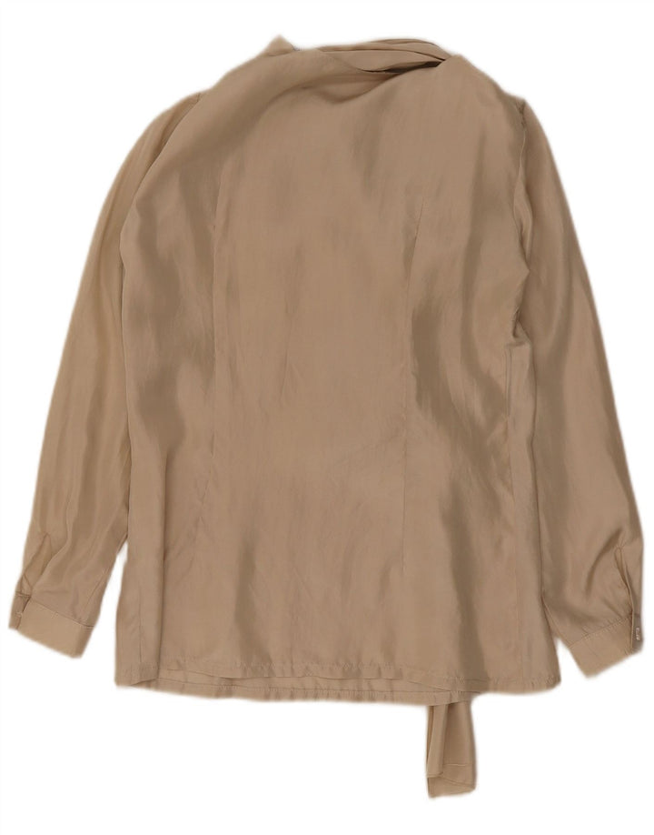 Camicetta vintage da donna con cravatta sul davanti UK 12 Beige medio