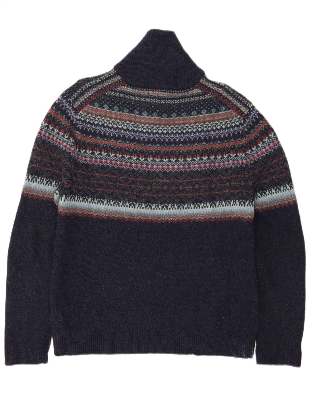 Maglione da uomo con collo alto di White Stuff, grande lana Fair Isle blu navy