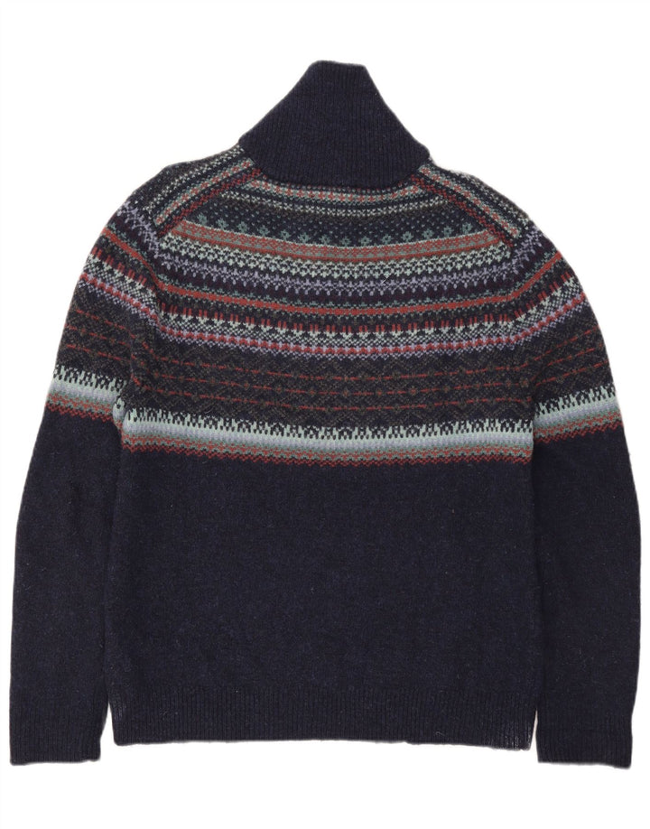 Maglione da uomo con collo alto di White Stuff, grande lana Fair Isle blu navy