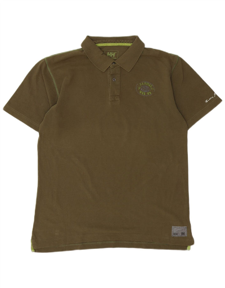 Polo grafica da uomo HELLY HANSEN grande in cotone kaki