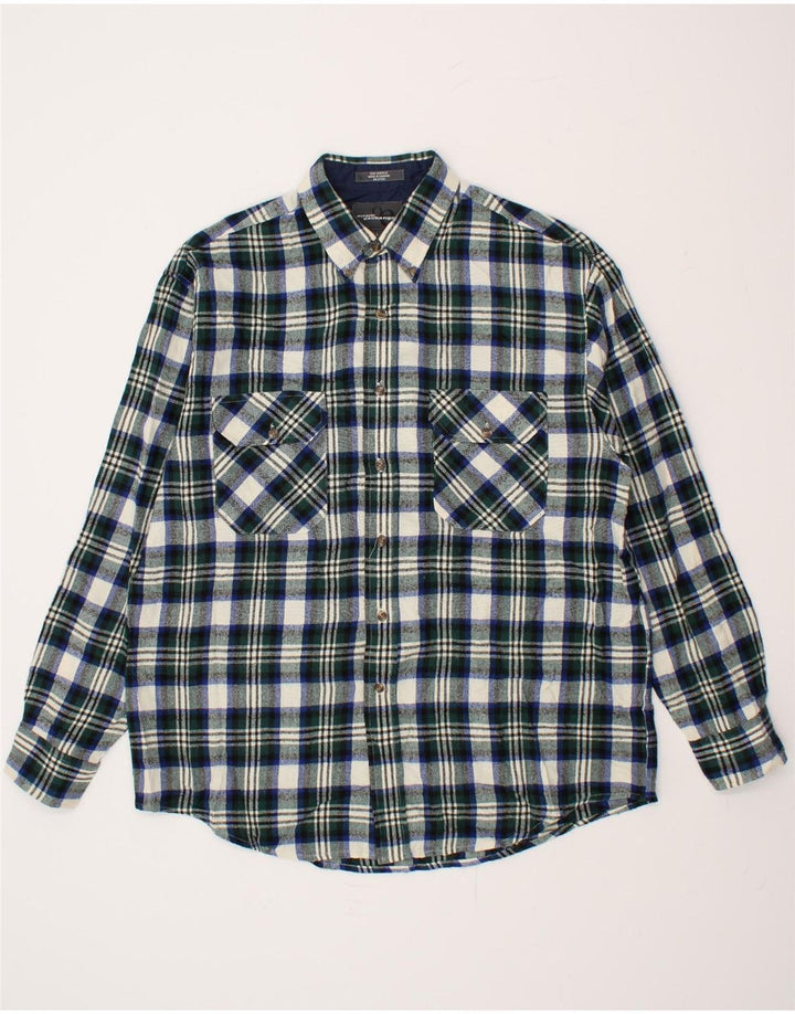 VINTAGE Mens Flannel Shirt Large Black Check Acrylic Vintage Vintage and Second-Hand Vintage from Messina Hembry 