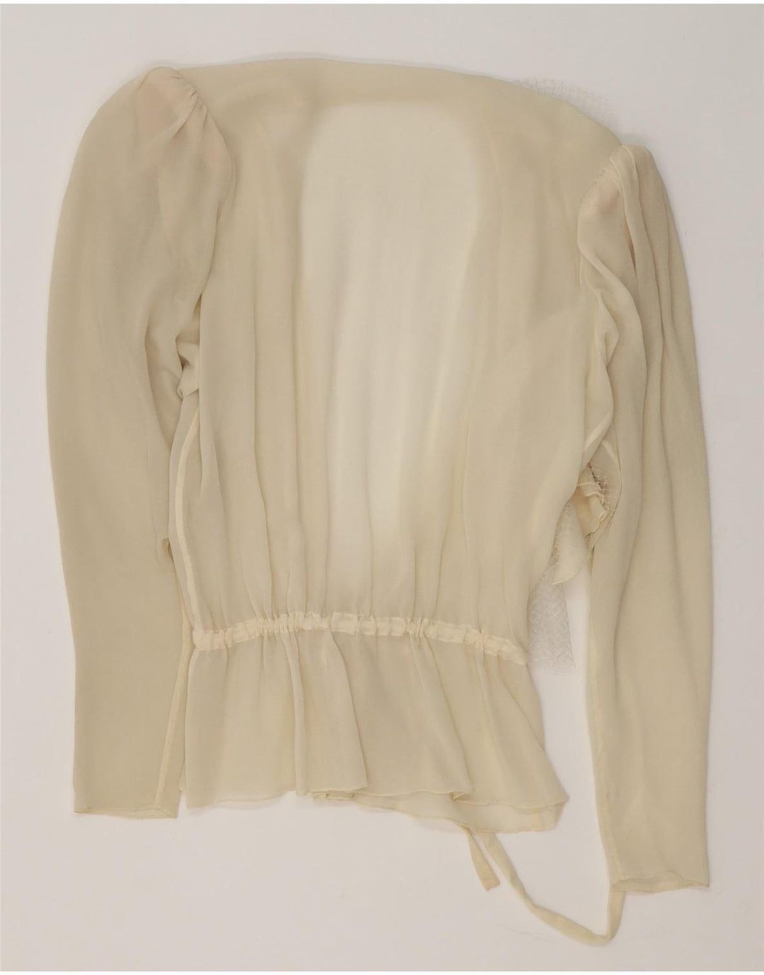 Camicetta avvolgente trasparente da donna vintage UK 16 grande bianco sporco