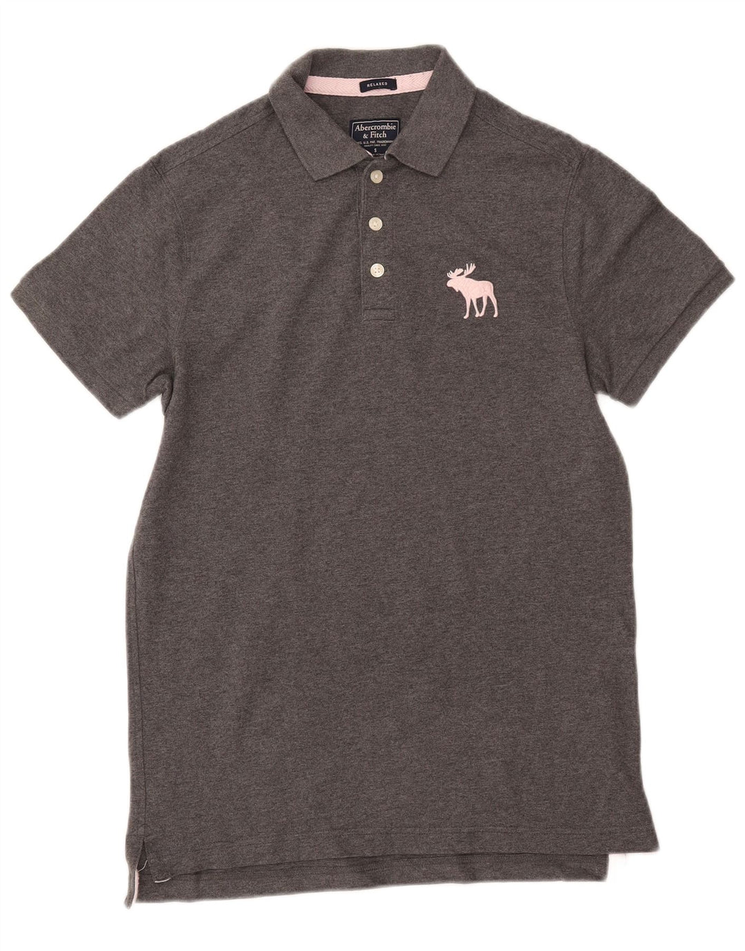 Polo da uomo vestibilità comoda ABERCROMBIE & FITCH piccola in cotone grigio