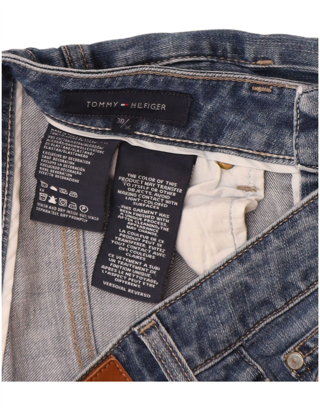 Pantaloncini di jeans da donna Tommy Hilfiger W30 cotone blu medio