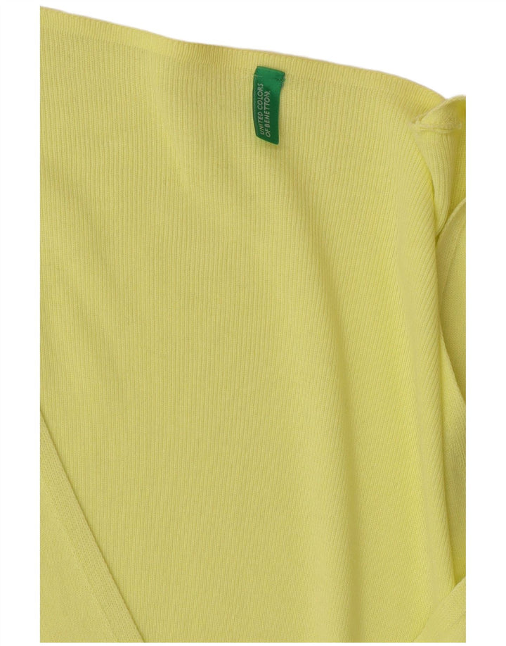 Maglione cardigan da donna Benetton UK 10 piccolo giallo
