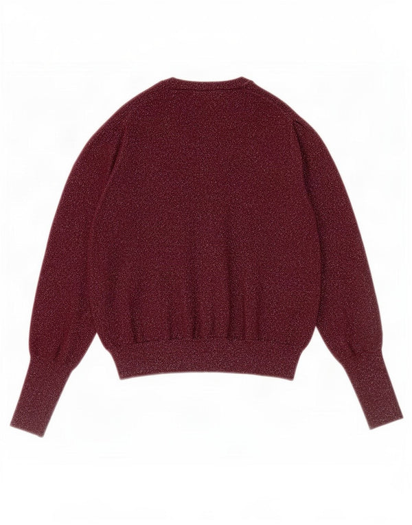 Maglione cardigan corto da donna Marks & Spencer UK 14 Borgogna medio screziato