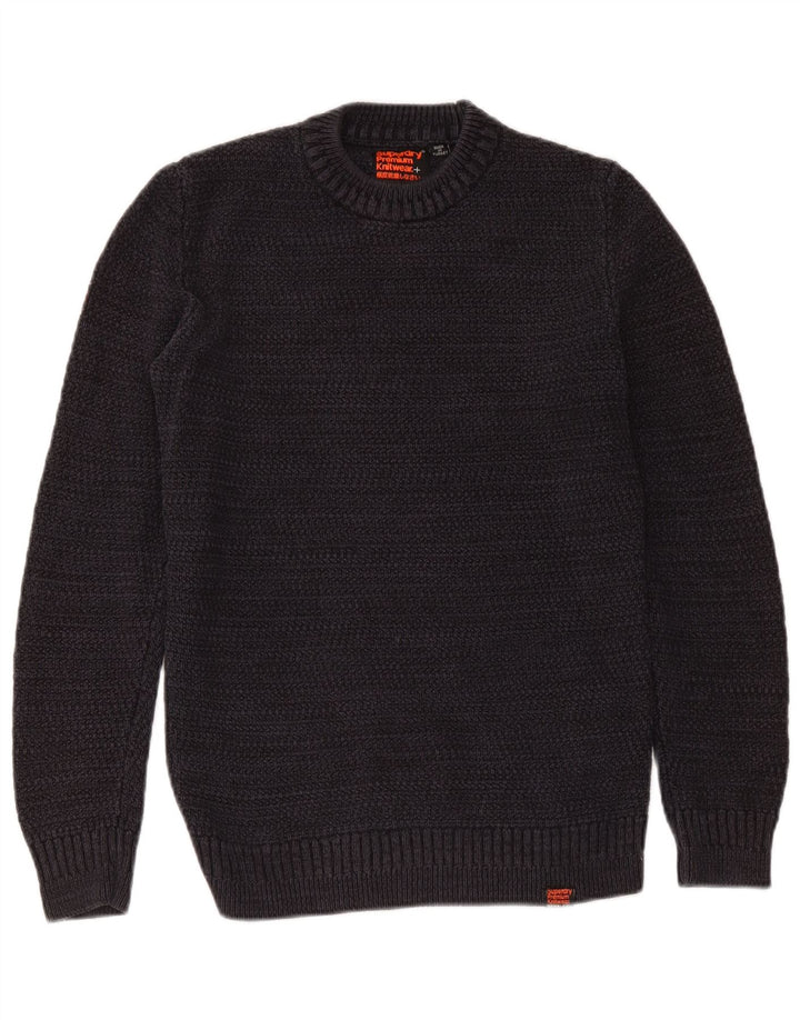 Maglione maglione girocollo da uomo Superdry piccolo in cotone blu navy