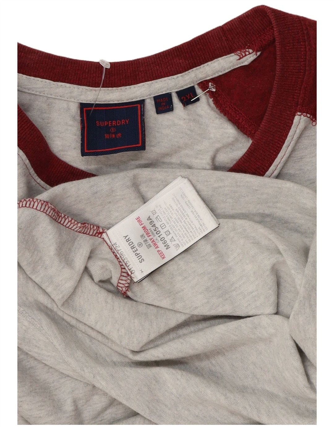 Top da uomo a maniche lunghe Superdry 2XL in cotone color block grigio