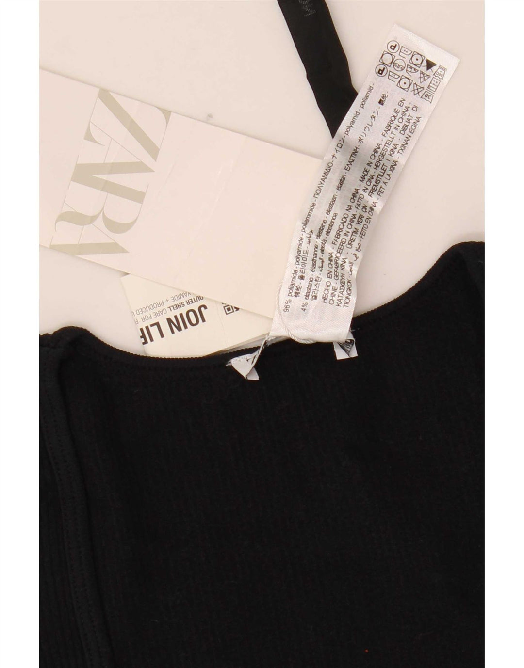 Top corto da donna Zara a maniche lunghe UK 4 XS nero in poliammide