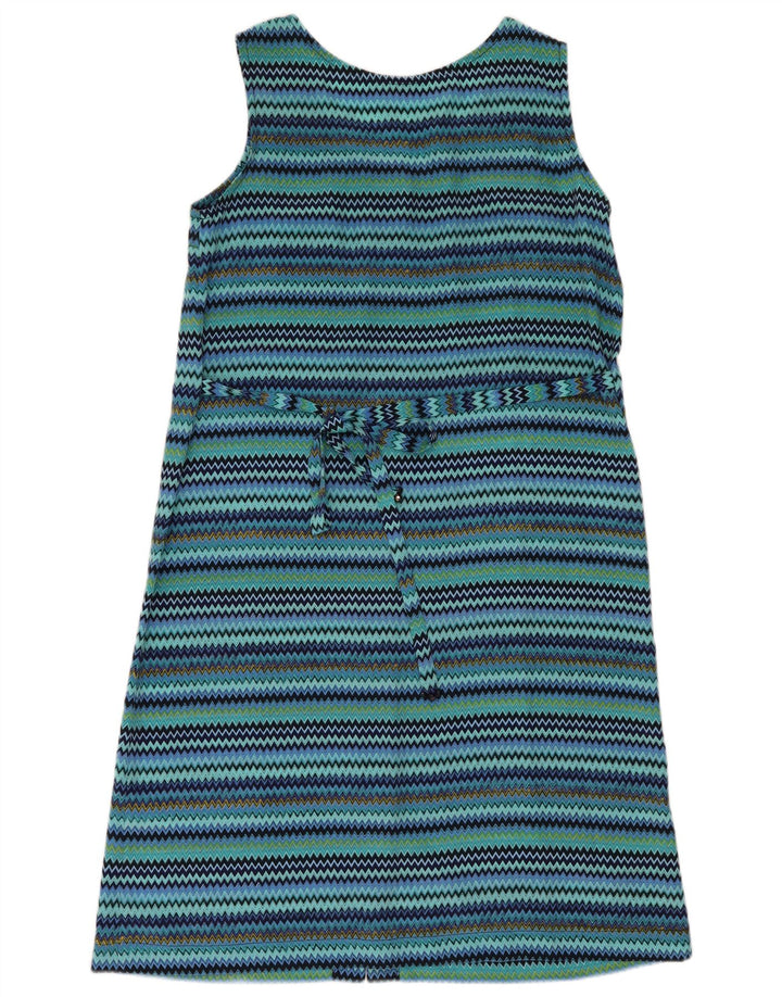 Abito a trapezio senza maniche vintage da donna UK 14 a righe blu medio