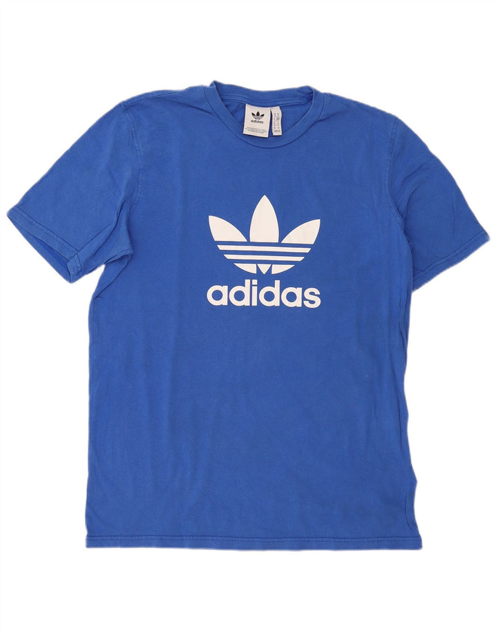 T-shirt grafica da uomo Adidas Top in cotone blu medio