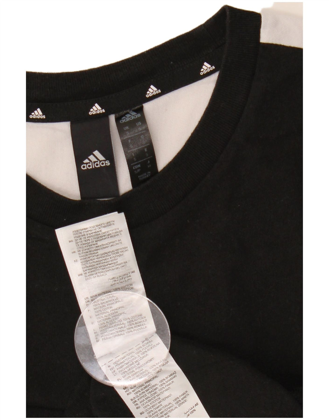 T-shirt da uomo Adidas Top Small nera in cotone color block