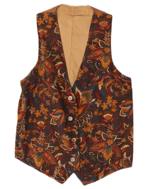 Gilet vintage da uomo XS marrone floreale