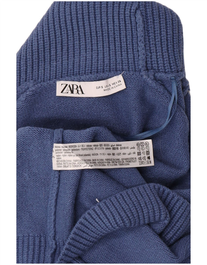 Maglione corto da donna Zara oversize con collo alto, taglia UK 10, piccolo blu