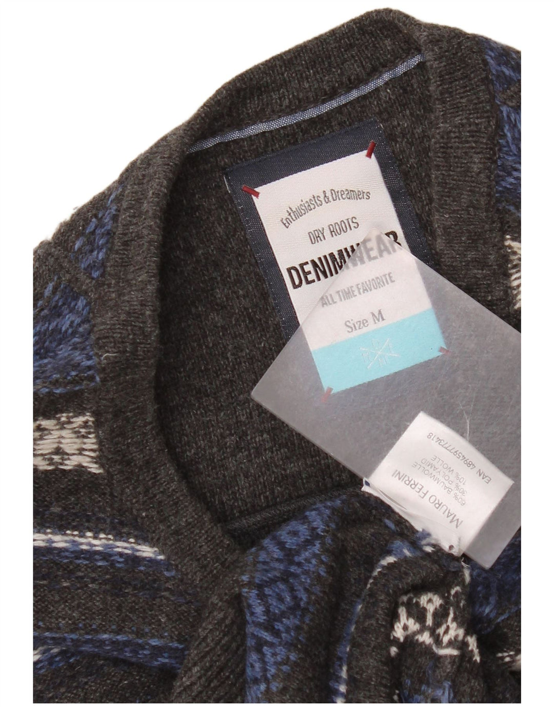 Maglione vintage da uomo girocollo in cotone a righe grigio medio