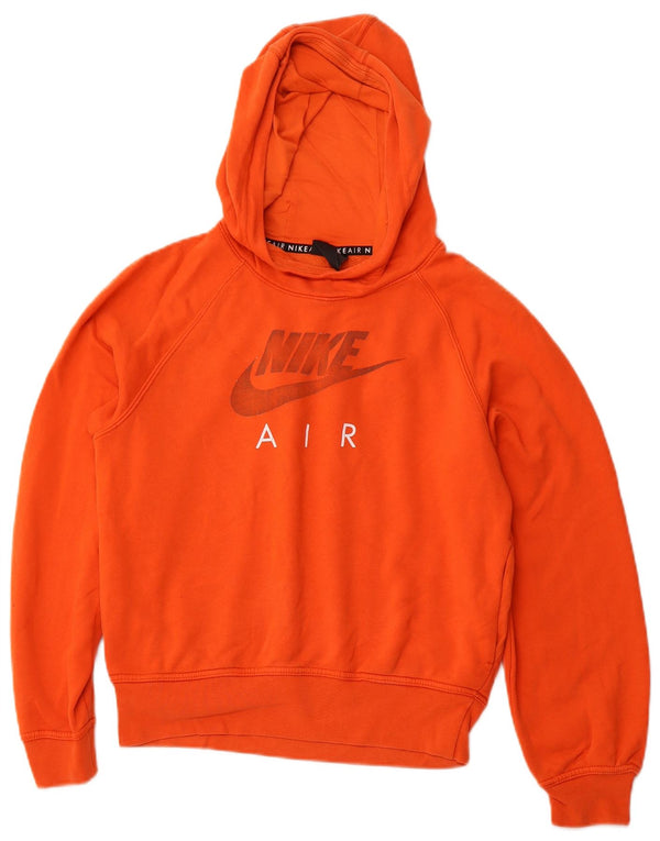 Felpa con cappuccio grafica ampia NIKE da donna UK 10 Small Orange Colourblock