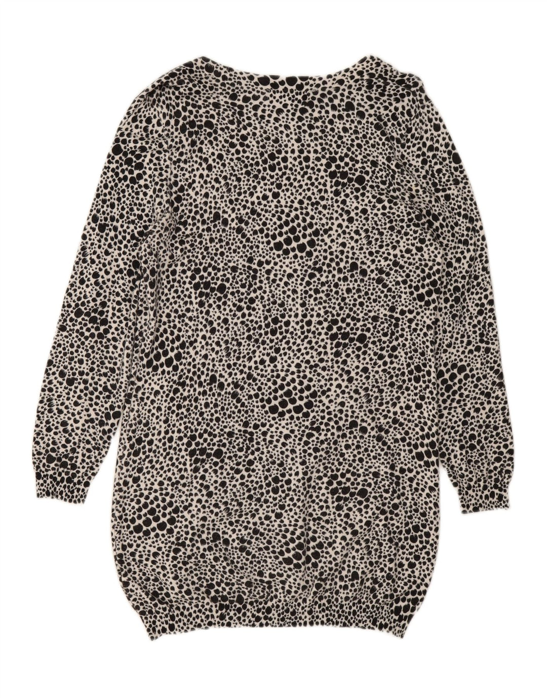 MARKS & SPENCER Womens Long Sleeve Jumper Dress UK 14 Medium Black Spotted Vintage Marks & Spencer and Second-Hand Marks & Spencer from Messina Hembry 