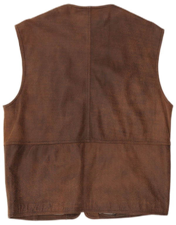 Gilet in pelle da uomo Itallo IT 50 Large Marrone