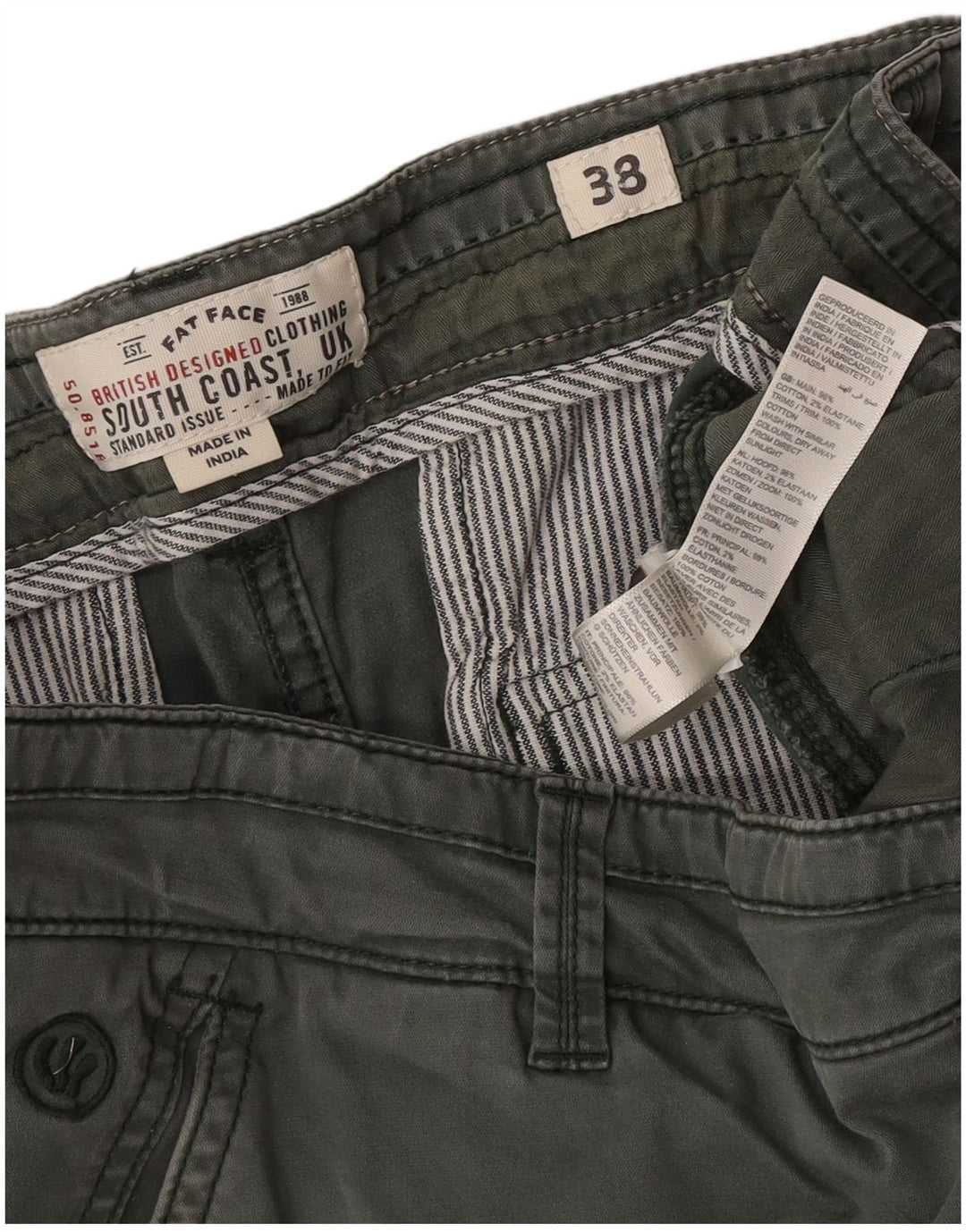Pantaloncini cargo regolari da uomo Fat Face W38 XL in cotone verde