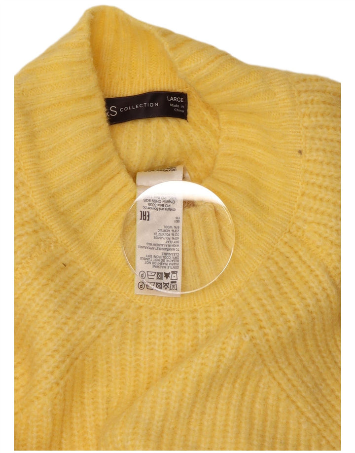 Maglione maglione girocollo da donna Marks & Spencer UK 16 grande giallo