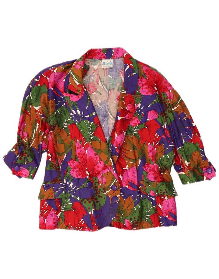 Giacca blazer da donna a 1 bottone Michael H. US 16 2XL floreale multicolore