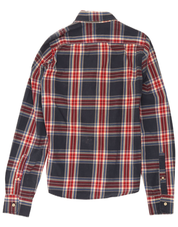 Camicia muscolare da uomo Abercrombie & Fitch in cotone a quadri blu navy medio