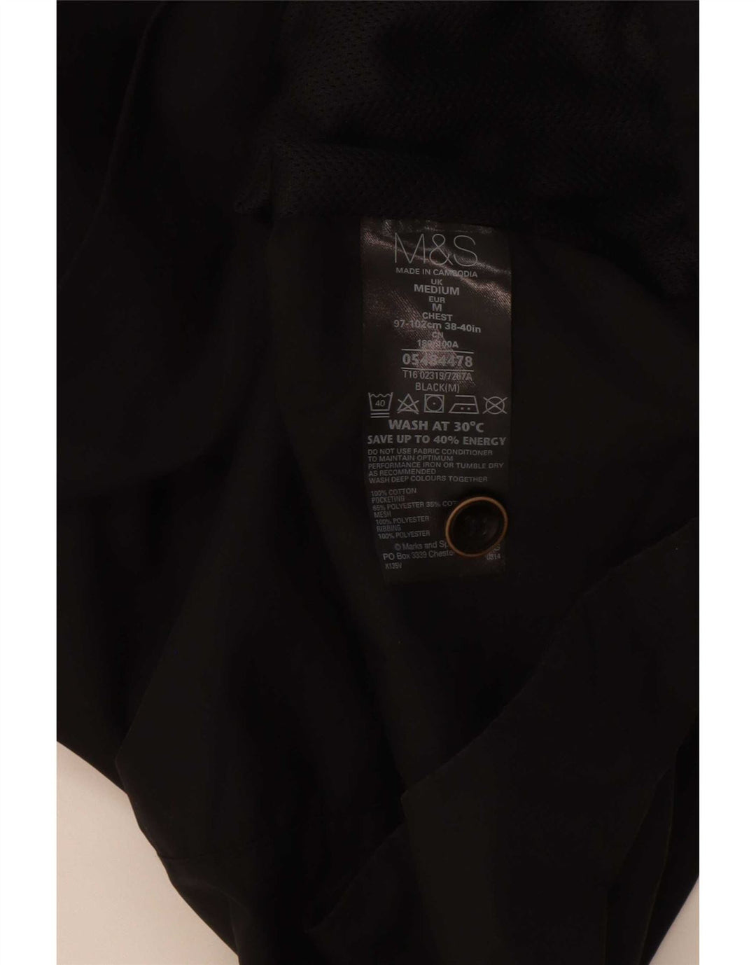 Giacca utility da uomo Marks & Spencer UK 38 cotone nero medio