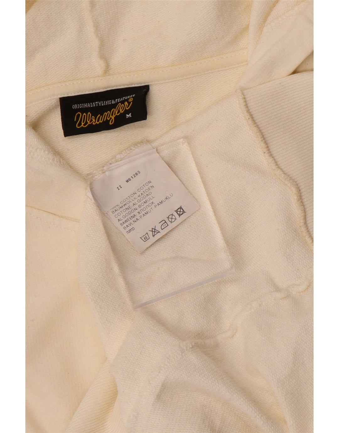 Maglione con cappuccio e zip da uomo Wrangler in cotone bianco sporco medio