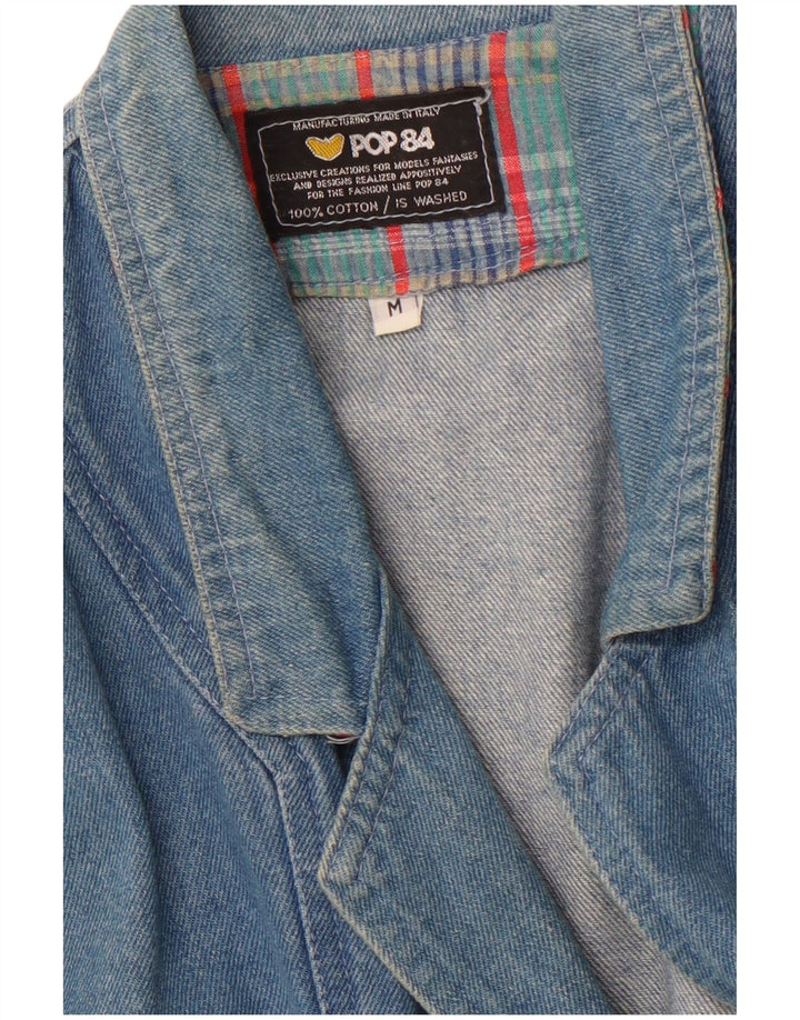 POP 84 Giacca blazer in denim da uomo a 2 bottoni UK 38 Cotone blu medio
