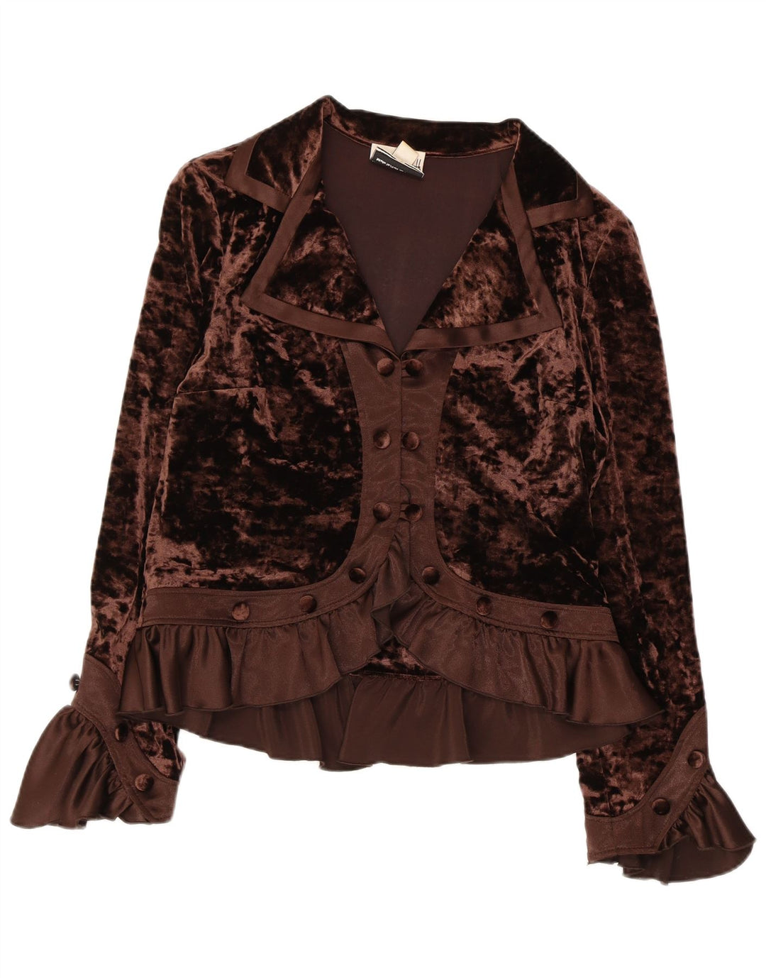 JOSEPH RIBKOFF Camicetta camicia in velluto da donna UK 16 Large Marrone Poliestere