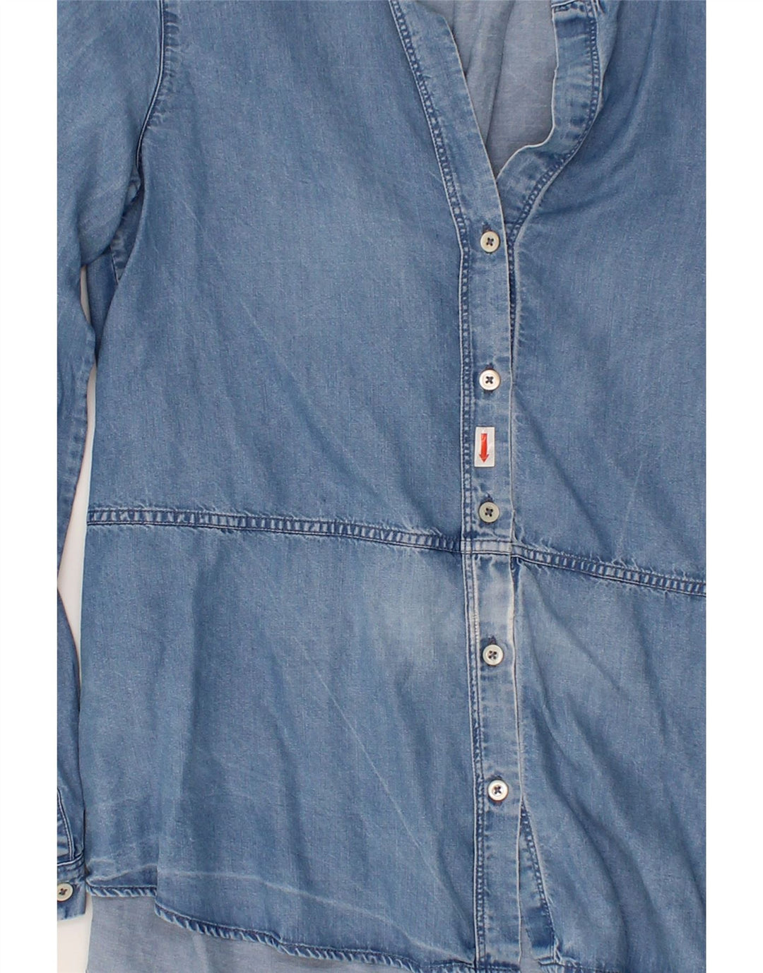 MASSIMO DUTTI Womens Oversized Denim Shirt EU 34 2XS Blue Lyocell Vintage Massimo Dutti and Second-Hand Massimo Dutti from Messina Hembry 