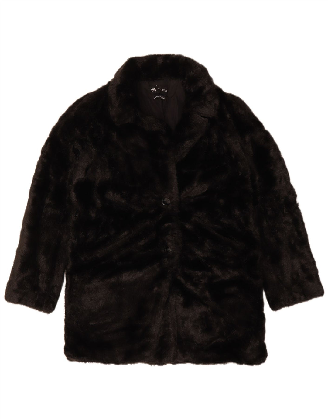 Cappotto oversize in pelliccia sintetica Zara da donna UK 6 XS poliestere nero