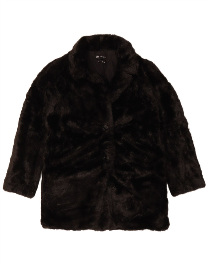 Cappotto oversize in pelliccia sintetica Zara da donna UK 6 XS poliestere nero
