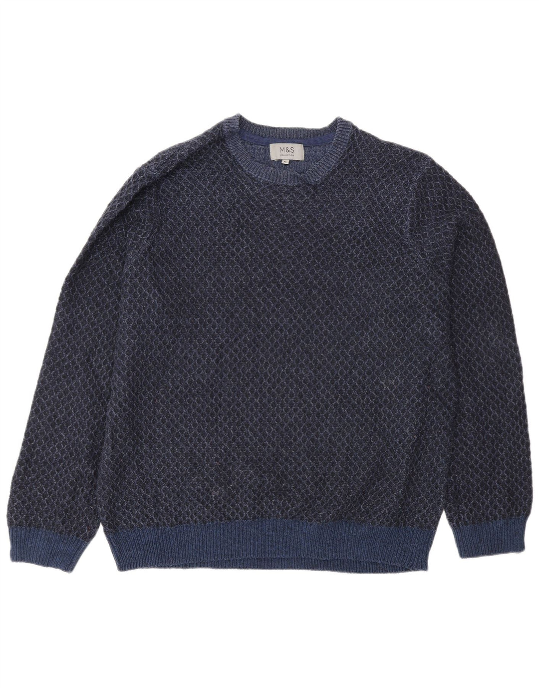 Maglione maglione girocollo da uomo Marks & Spencer XL blu navy geometrico