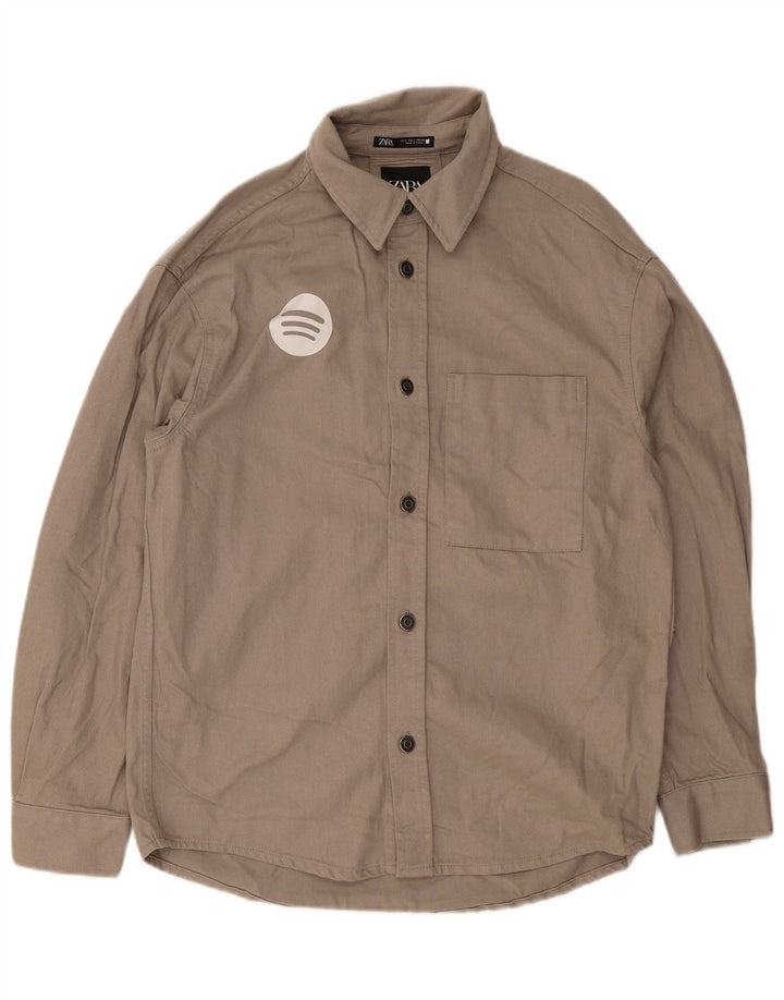 Camicia grafica da uomo Zara grande in cotone grigio