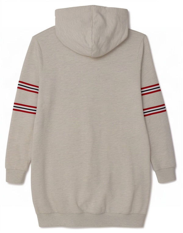 Abito con cappuccio grafico da donna Superdry UK 12 Cotone a righe grigio medio
