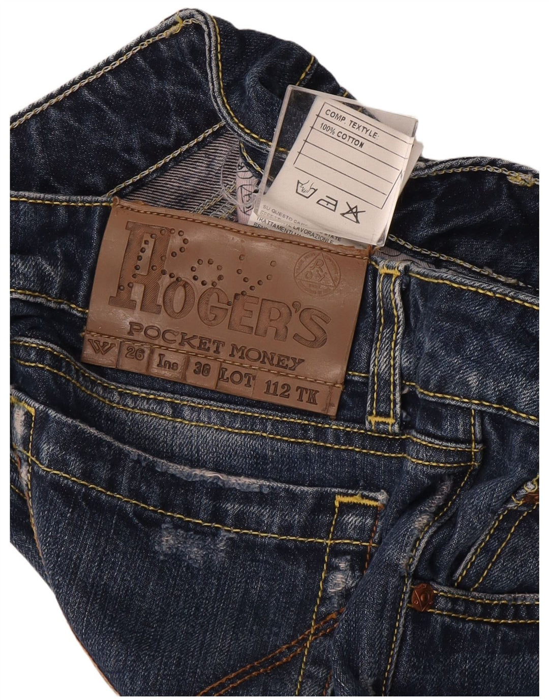Jeans dritti invecchiati da donna Roy Rogers W26 L32 cotone blu