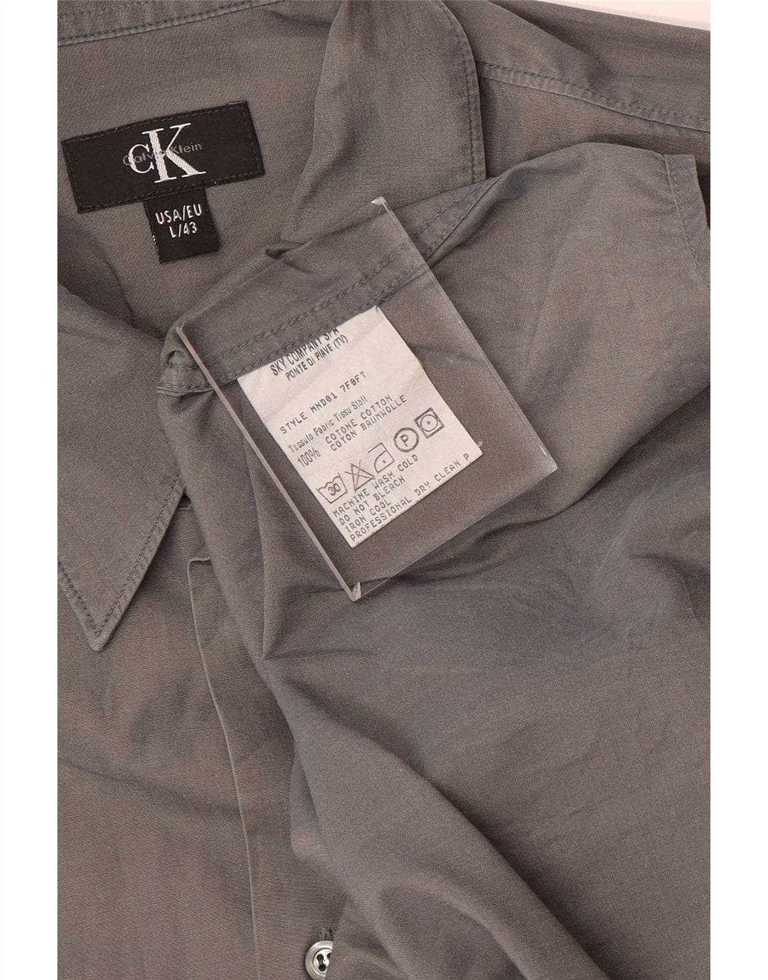 Camicia da uomo Calvin Klein taglia 43 grande cotone grigio