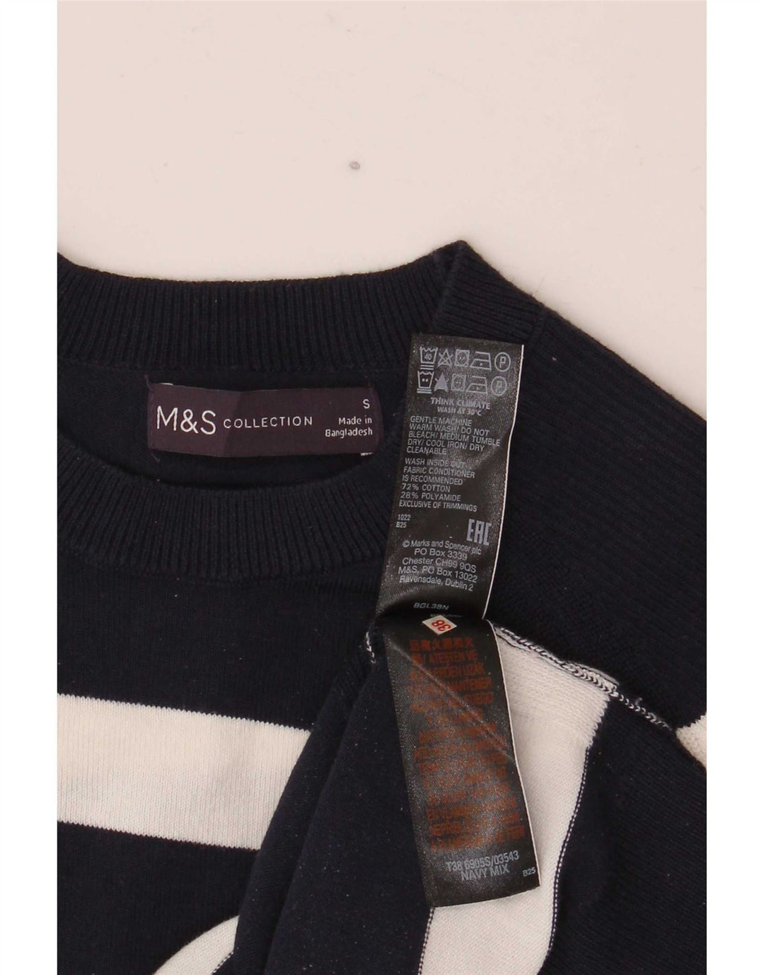 Maglione maglione girocollo da donna Marks & Spencer UK 10 piccolo blu navy